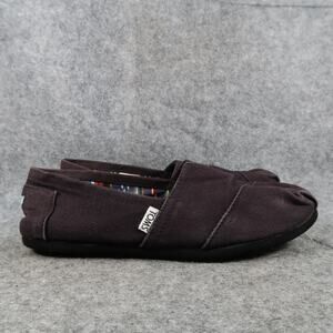 Toms Shoes Womens 8 Flats Casual Slip On Black Canvas Lifestyle Comfort Loafer